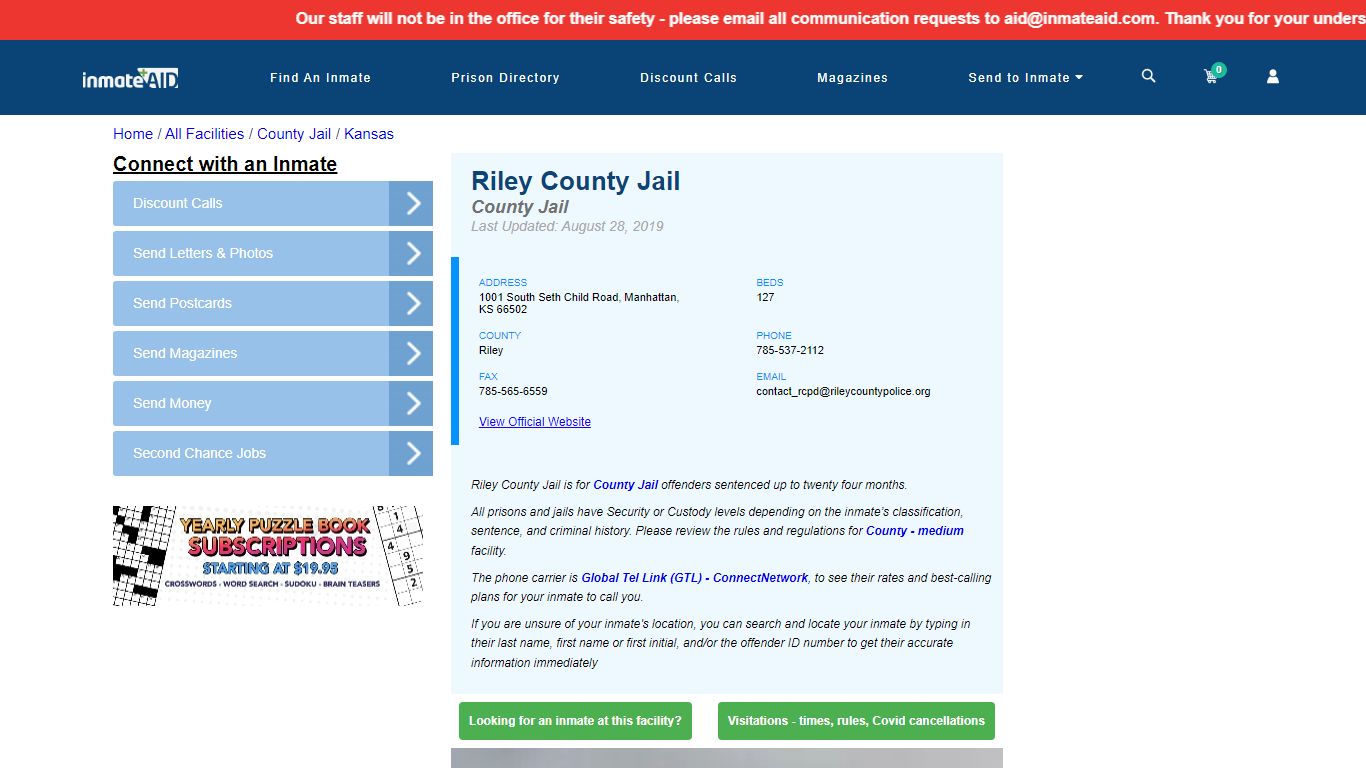 Riley County Jail - Inmate Locator - Manhattan, KS